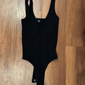Aura Black Ribbed Bodysuit